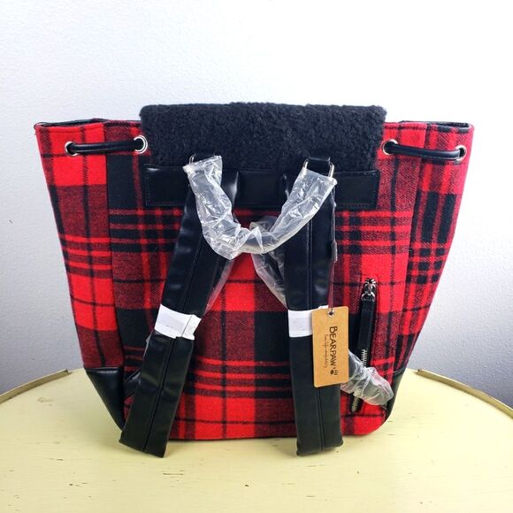 Women\'s Bearpaw NWT Red and Black Plaid Medium Size Backpack main image 4